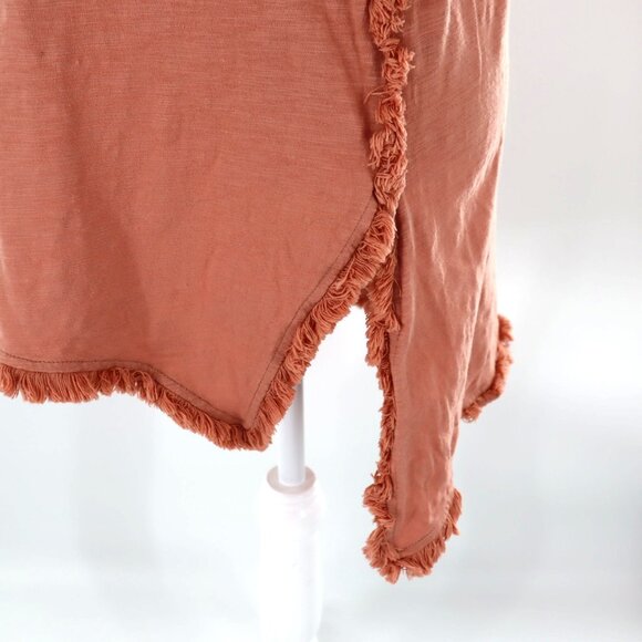 Umgee Fringe Tunic Tee Women M Rust Casual Relaxed Boho Comfy Lagenlook Muted - Picture 7 of 11